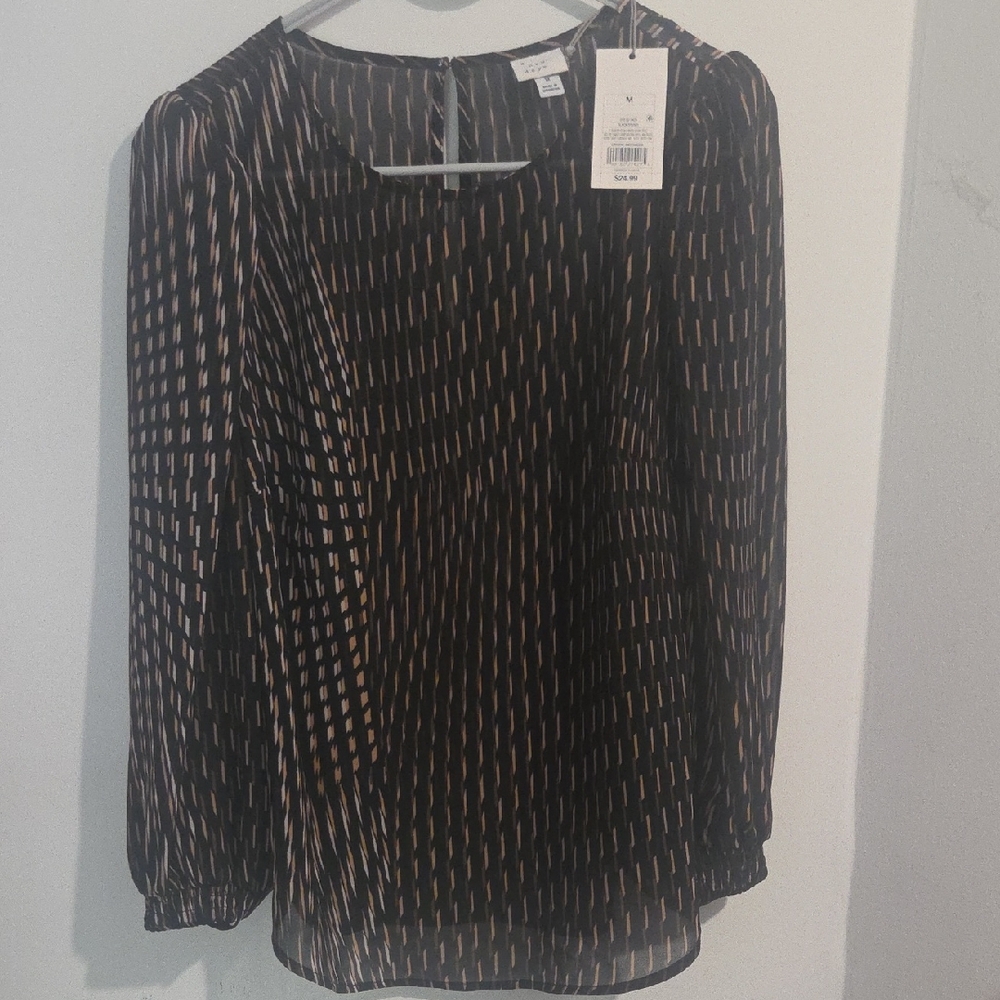 a new day Black and Brown Patterned Blouse